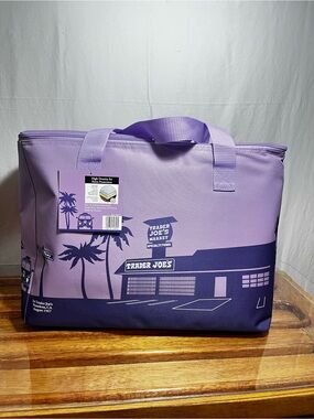 Trader Joe's Purple Insulated Tote Bag full size, new with tags, zipper
